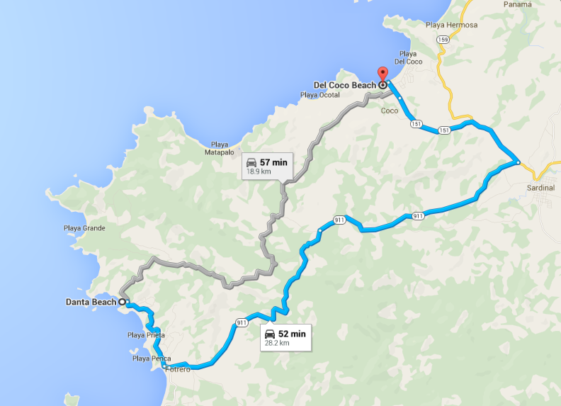driving to playa del coco